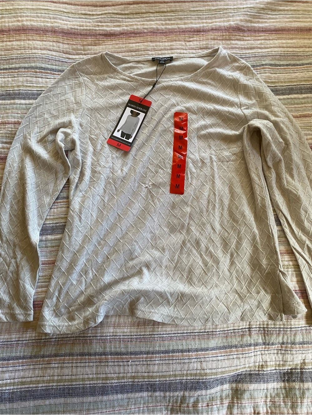 Mario Serrani Light Taupe Textured Knit Top